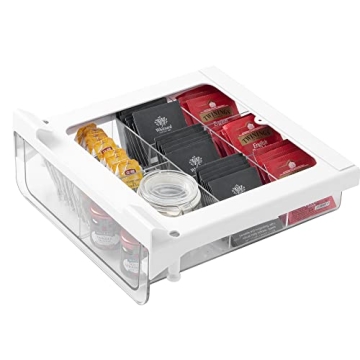 vacane Under Shelf Pull Out Drawer with Removable Divider, Tea Bag Organizer Cupboard Drawer Under C...