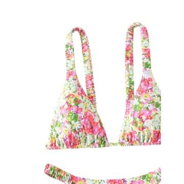 Stylish MakeMeChic Women's Boho Floral Bikini Set