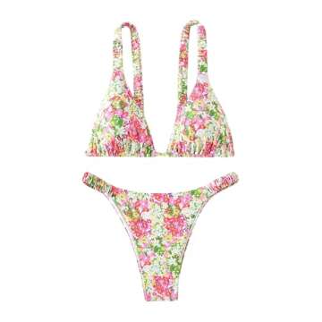 Stylish MakeMeChic Women's Boho Floral Bikini Set