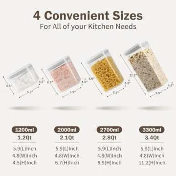 Melovom 12 Pcs Pop Food Storage Containers Airtight Food Storage Containers Set with Lids Kitchen Pantry Organization and Storage, 3.4Qt, 2.8Qt, 2.1Qt, 1.2Qt