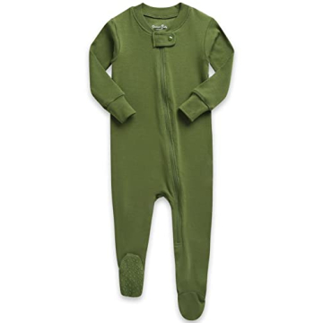 VAENAIT BABY Toddler Boys Girls Solid FOtie Pajama Cozy Modal Olive 12M