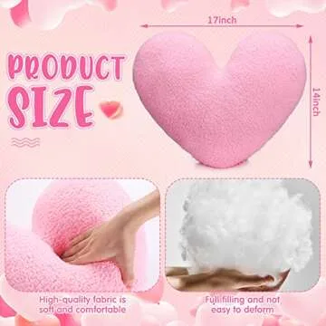 Fumete Valentine's Day Cute Heart Plush Pillow 14 X 17 Inch Plush Cushion Soft Stuffed Heart Pillow ...