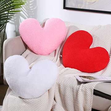 Fumete Valentine's Day Cute Heart Plush Pillow 14 X 17 Inch Plush Cushion Soft Stuffed Heart Pillow Solid Decorative Cushions for Sofa Bedroom Gift Valentine Party Decor(Pink)