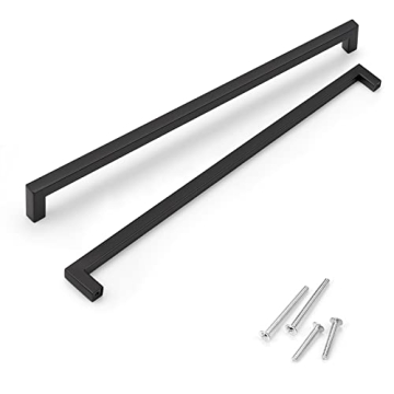 KNOBWELL 6 Pack Black Cabinet Pulls 12-3/5 inch Bathroom Cabinet Handles Long Stainless Steel Kitche...