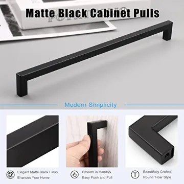 KNOBWELL Black Cabinet Pulls 12-3/5" Long 6 Pack