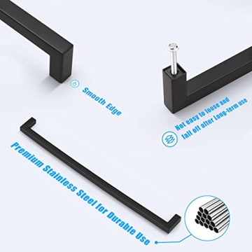 KNOBWELL Black Cabinet Pulls 12-3/5" Long 6 Pack