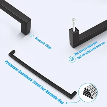 KNOBWELL Black Cabinet Pulls 12-3/5" Long 6 Pack