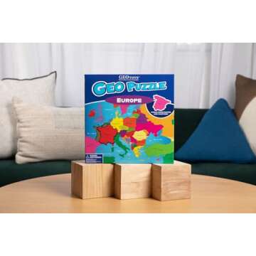 GeoToys GeoPuzzle, Europe Shaped Jigsaw Puzzles, 58 Pc Geography Puzzle, Geography Game & Map Puzzle...