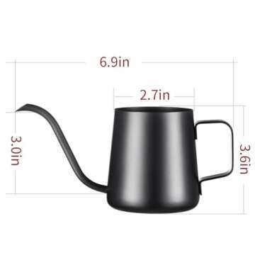 PARACITY Pour Over Kettle Gooseneck Spout Coffee Tea Pot 12OZ Hanging Ear Hand Blunt Long Narrow Dri...