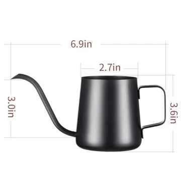 PARACITY Pour Over Kettle Gooseneck Spout Coffee Tea Pot 12OZ Hanging Ear Hand Blunt Long Narrow Dri...