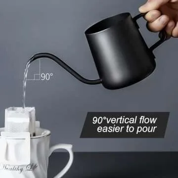 PARACITY Pour Over Kettle Gooseneck Spout Coffee Tea Pot 12OZ Hanging Ear Hand Blunt Long Narrow Drip Cup for Coffee Maker Carafe, Camping Coffee Pot for Travel Coffee Maker Outdoor