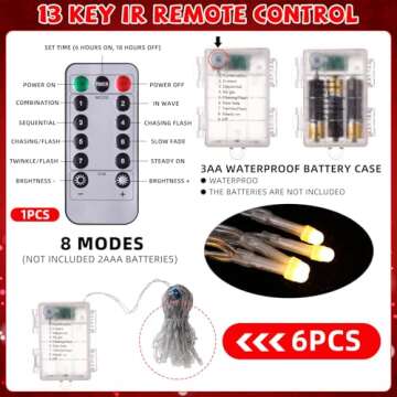 Baquler 6 Set 19.69 in 3D Christmas Paper Snowflake Lantern with 8 Mode LED String Light with Remote Out Hollow Paper Snowflake Lantern Xmas Hanging Pendant Lampshade Frozen Party Hanging Decor