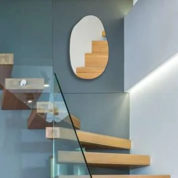 Manocorro Irregular Wall Mirror, Asymmetrical Mirro, Large Wall Mounted Black Framed Bathroom Mirror, Unique Vanity Mirror, Irregular Dressing Mirror for Bedroom Living Room Entryway, 33.5'' x 20.5''