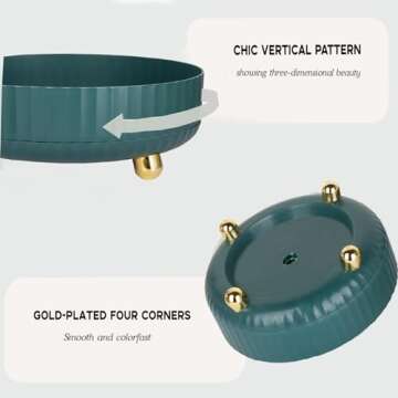 Anyoifax Makeup Perfume Organizer Tray 360 Degree Rotating Lazy Susan Skincare Lotion Organizer Spinning Cosmetics Storage for Dresser, Vanity, Bathroom Countertop, Small Teal Green