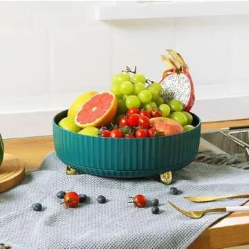 Anyoifax Makeup Perfume Organizer Tray 360 Degree Rotating Lazy Susan Skincare Lotion Organizer Spinning Cosmetics Storage for Dresser, Vanity, Bathroom Countertop, Small Teal Green