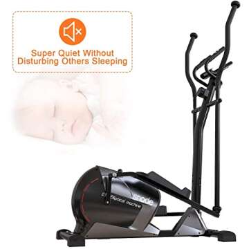 snode Magnetic Elliptical Trainer Exercise Machine with Bluetooth App Tracking Option Heavy Duty Cross Crank Driven and Programmable Monitor for Home Fitness Cardio Training Workout (E16)