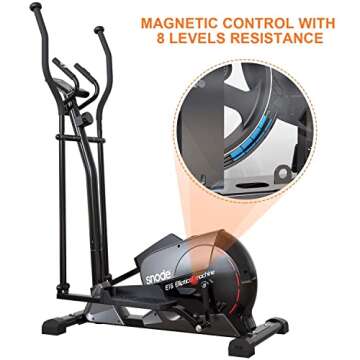 snode Magnetic Elliptical Trainer Exercise Machine with Bluetooth App Tracking Option Heavy Duty Cross Crank Driven and Programmable Monitor for Home Fitness Cardio Training Workout (E16)