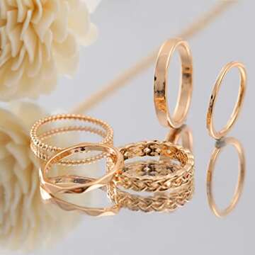 Honsny Stacking Rings Set - Elegant Minimalist Jewelry