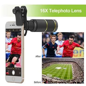 Apexel Camera Phone Lens Kit -Remote Shutter+ Phone Tripod+ 6 in 1 Phone Lens -Metal 16X Telephoto Zoom Lens/Wide Angle/Macro/Fisheye/Kaleidoscope/CPL for iPhone 11 XS X 8 7 Plus Samsung OnePlus Phone