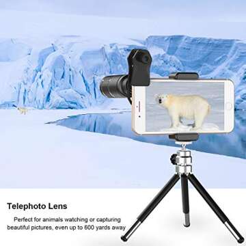 Apexel Camera Phone Lens Kit -Remote Shutter+ Phone Tripod+ 6 in 1 Phone Lens -Metal 16X Telephoto Zoom Lens/Wide Angle/Macro/Fisheye/Kaleidoscope/CPL for iPhone 11 XS X 8 7 Plus Samsung OnePlus Phone