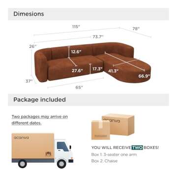 Acanva Luxury Modern Tight Curved Back Velvet Sofa, Minimalist Style Comfy Couch for Living Room Apa...