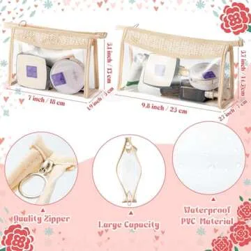 Belanttega Boho Patch Cosmetic Bag - Summer Beach Swimming Pool Toiletry Bag Beige Clear Waterproof ...