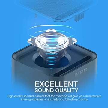 AVANTEK Noise Sound Machine for Sleeping, 20 Non-Looping High Fidelity Soothing Sounds with 30 Levels of Volume, 7 Timer Settings and Memory Function, Black