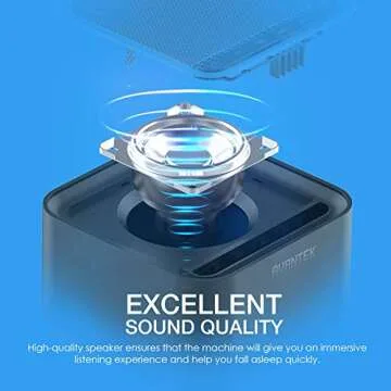 AVANTEK Noise Sound Machine for Sleeping, 20 Non-Looping High Fidelity Soothing Sounds with 30 Levels of Volume, 7 Timer Settings and Memory Function, Black