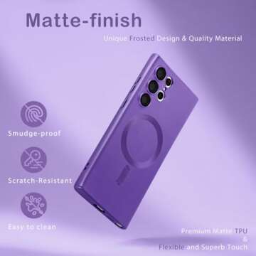 Amzfield Magnetic for Samsung Galaxy S22 Ultra Case | Slim, Shockproof, Dark Purple