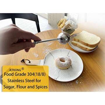 JETKONG Baker's Dusting Wand for Sugar, Flour and Spices, Stainless Steel Powdered Sugar Shaker Duster Sifter, Set of 2