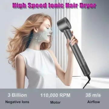 4 in 1 Air Styler with Ionic Blow Dryer Brush, Fast Drying and Auto Wrap Curling Wand, 110,000RPM Motor for Volumizing, Straightening and Styling Hair