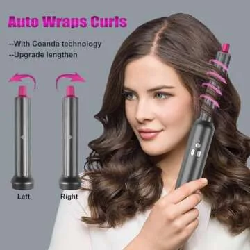4 in 1 Air Styler with Ionic Blow Dryer Brush, Fast Drying and Auto Wrap Curling Wand, 110,000RPM Motor for Volumizing, Straightening and Styling Hair