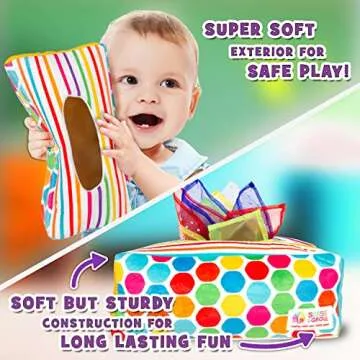 Sensory Pull Along Baby Tissue Box - Montessori Toy for 6-12 Months+