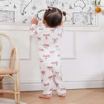 NZNDSHD Fall Baby Girl Clothes Ruffle Long Sleeve Bow Print Sweatshirt Top Pants Set 2Pcs Waffle Knit Outfit (A White, 2-3T)