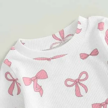 NZNDSHD Fall Baby Girl Ruffle Bow Print Set 2Pcs