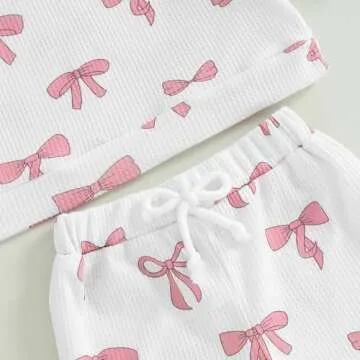 NZNDSHD Fall Baby Girl Ruffle Bow Print Set 2Pcs