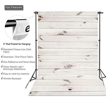 econious Wood Backdrop, 5x7ft Natural Wood Texture Photo Backdrops for Kids Birthday Party, Wedding, Photo and Video Shoot, Resistant Fleece-Like Cloth Fabric, with Rod Pocket (Backdrop Only)