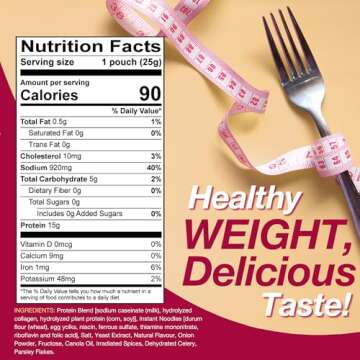 ProtiDIET High Protein Chicken Noodle Soup, 15g Protein Fat free, Sugar free Quick and Easy to Prepare, Meal Replacement Protein Powder Soup Mix with Nutritious Vitamins - 7 Soup Mix Pouches Per Box