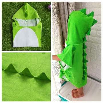Kreomitxt Children Bath Towel Robe Kids Hooded Beach Swimming Poncho Dinosaur Pattern for Kids 0-8 Y...