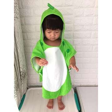 Kreomitxt Children Bath Towel Robe Kids Hooded Beach Swimming Poncho Dinosaur Pattern for Kids 0-8 Years