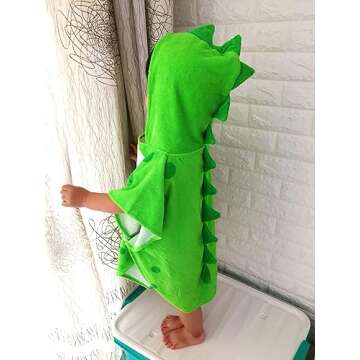 Kreomitxt Children Bath Towel Robe Kids Hooded Beach Swimming Poncho Dinosaur Pattern for Kids 0-8 Years