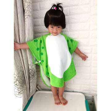 Kreomitxt Children Bath Towel Robe Kids Hooded Beach Swimming Poncho Dinosaur Pattern for Kids 0-8 Years