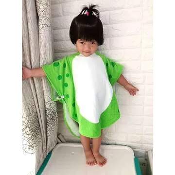 Kreomitxt Children Bath Towel Robe Kids Hooded Beach Swimming Poncho Dinosaur Pattern for Kids 0-8 Years