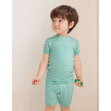 VAENAIT BABY Infant Kids Toddler Short Sleeve Sleepwear Pajamas 2pcs Set Colorful Creammint XL
