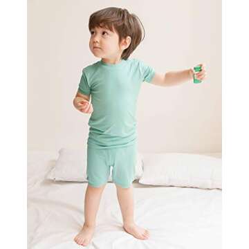 VAENAIT BABY Infant Kids Toddler Short Sleeve Sleepwear Pajamas 2pcs Set Colorful Creammint XL