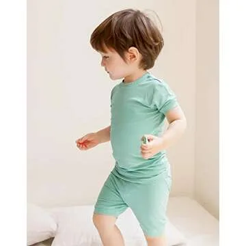 VAENAIT BABY Infant Kids Toddler Short Sleeve Sleepwear Pajamas 2pcs Set Colorful Creammint XL