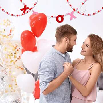Breling 3 Pieces Valentine‘s Day Garland Felt Ball Garland, 10ft Pompom Garland Valentines Decorations Banner for Mantle Fireplace Room Valentine Hanging Decor(XOXO)