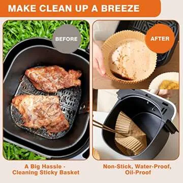 Air Fryer Paper Liners Disposable: 125PCS Non-Stick Air Fryer Parchment Paper, Food Grade Baking Liner for Baking Roasting Microwave (8IN-Round)