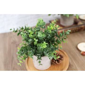 Der Rose 3 Pack Mini Potted Fake Plants Artificial Plastic Eucalyptus Plants for Home Office Desk Farmhouse Room Decor