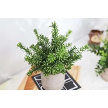 Der Rose 3 Pack Mini Potted Fake Plants Artificial Plastic Eucalyptus Plants for Home Office Desk Farmhouse Room Decor